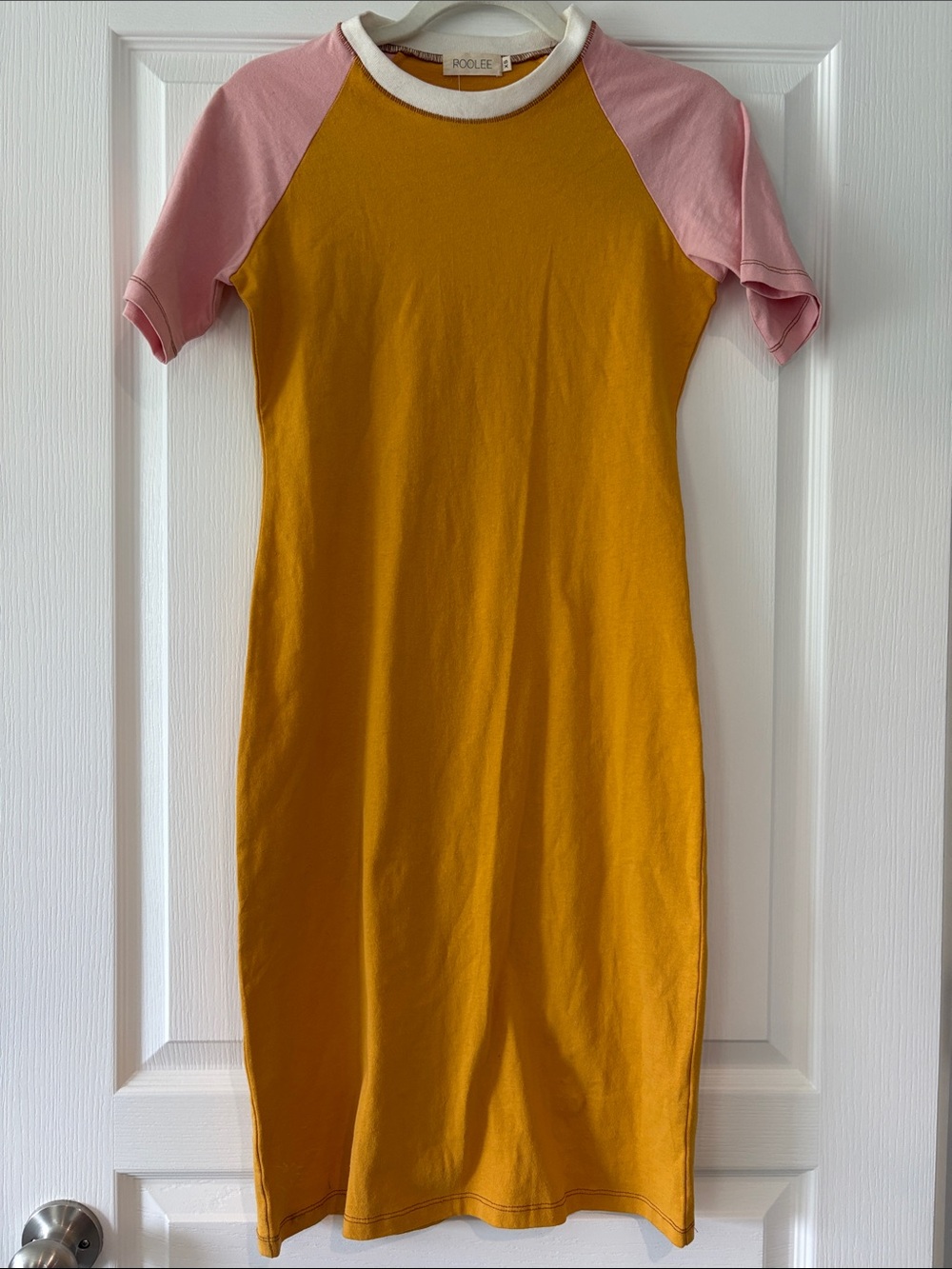 Roolee Pink & Mustard Raglan Midi Dress